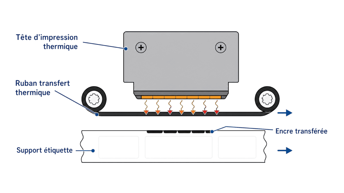 explication du fonctionnement d'une imprimante transfert thermique